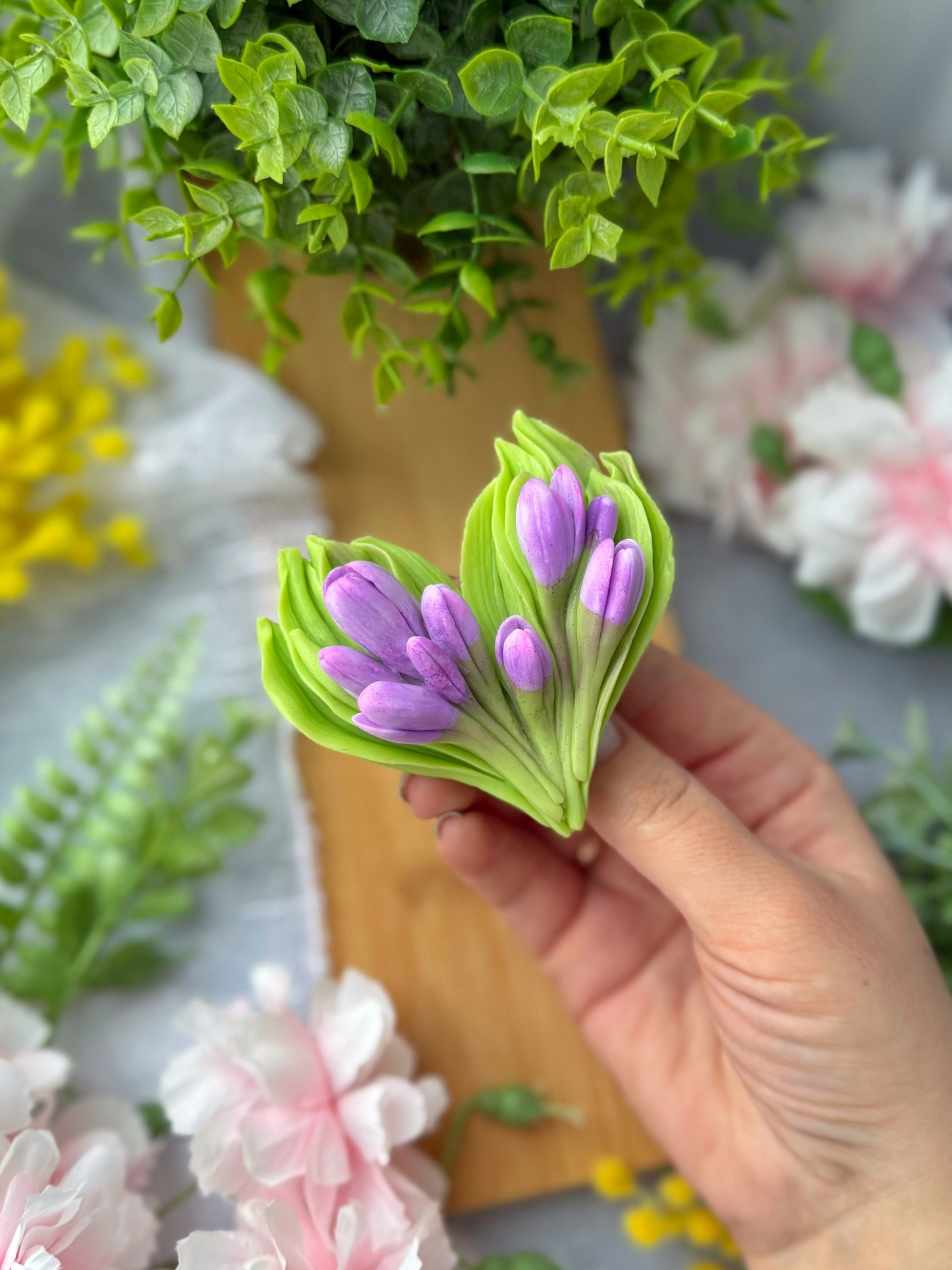 Silicone Mold "Heart with Сrocuses"